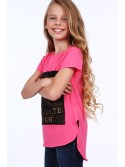 Mädchen-T-Shirt mit längerem Rücken, Amaranth NDZ8209 – Online-Shop – Boutique